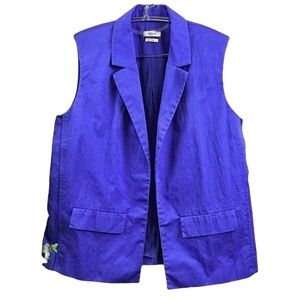 Jason Wu Indigo Blue Open Front Sleeveless Vest Blazer Jacket Cotton Size 6